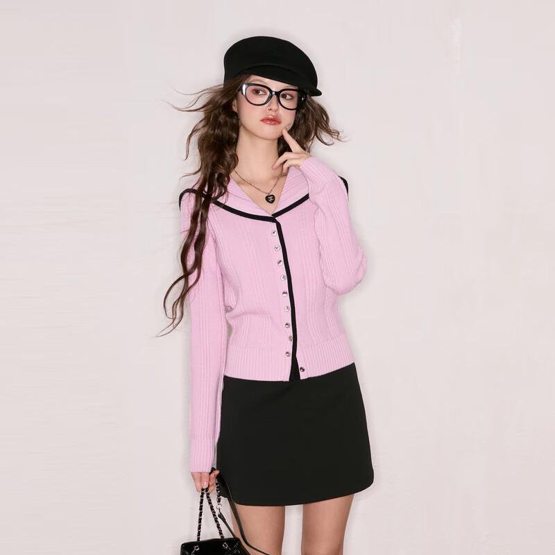 

Sancai 2025 Autumn Navy Collar Long-Sleeve Cardigan S