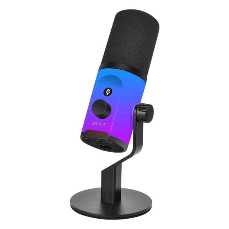 Clear USB Condenser Microphone With Color Light Effects Noise Cancellation For Streaming Podcasts PC Recording