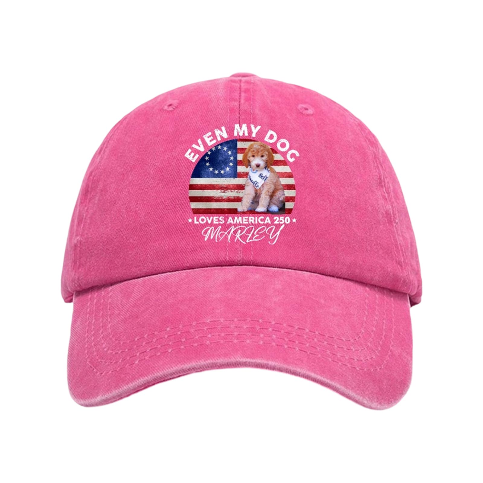 

4th of July Decorations Baseball Cap for 250 Anniversary Independence Day Dog Lovers Adjustable Hat American Flag Style One Size