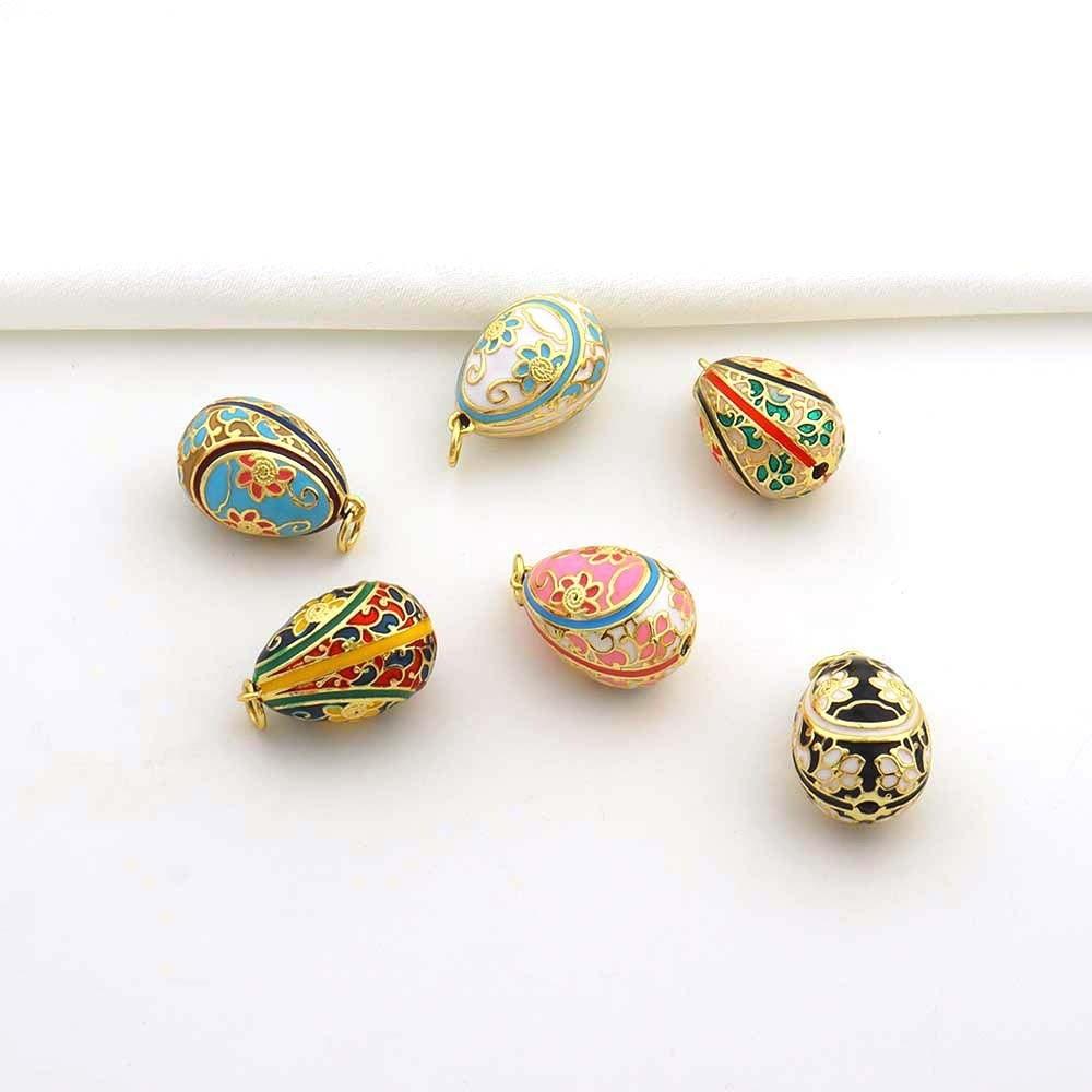 Bohemia Easter Egg Crystal Pendant Copper Necklace Pendant Colorful Enamel Pendant Ladies