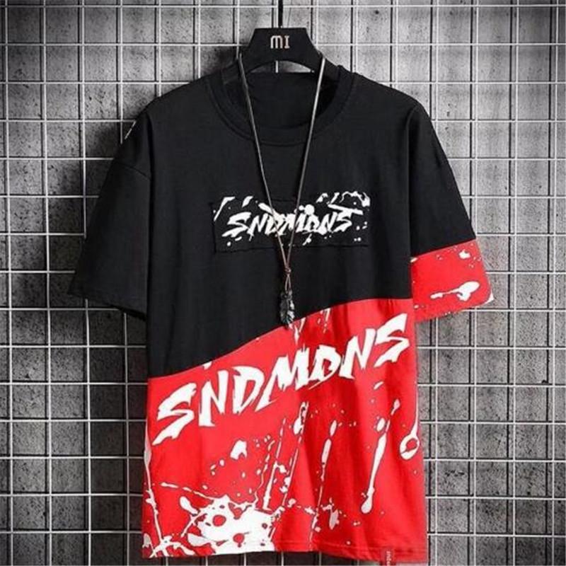 Men's Trendy Ink-Splashed Korean Style Loose Short-Sleeved T-Shirt