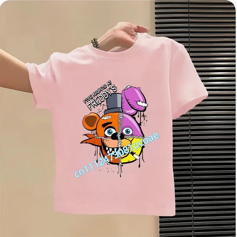 T-shirt FNAF Traspiranti Bambini Five Nights At Freddy Carino Top a Manica Corta Ragazzi Ragazze Moda Estiva T-shirt Abbigliamento Bambini