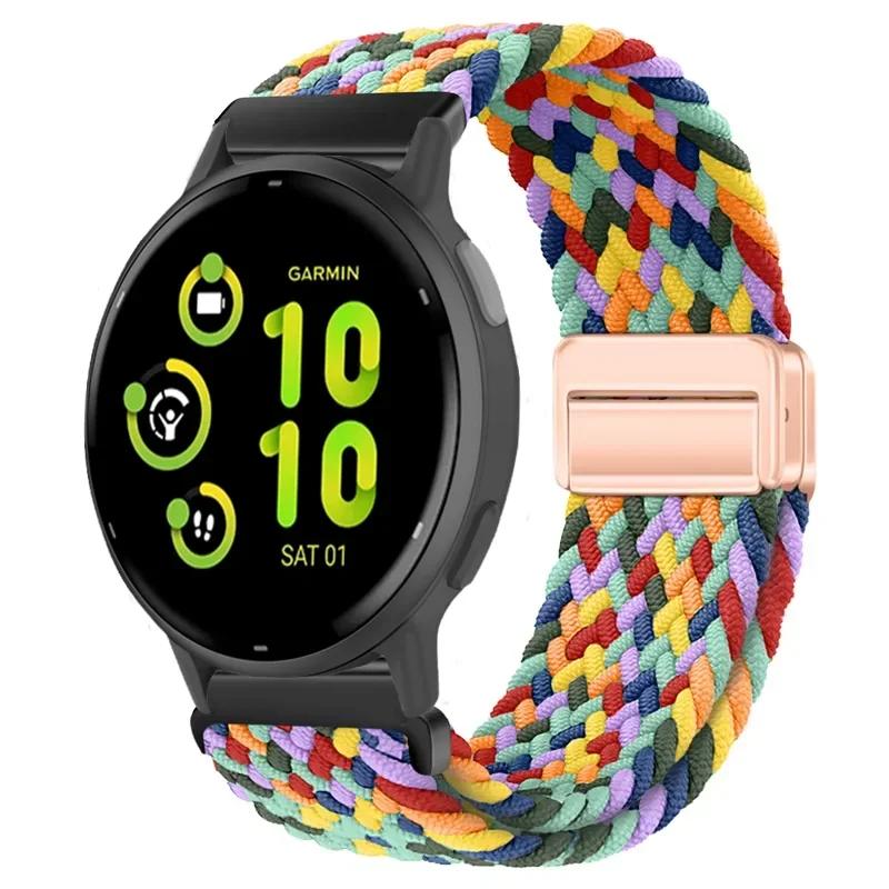 20/22mm Nylon Strap for Garmin Forerunner 55 165 970 570 965 955/Venu 4 45mm Magnetic Band Garmin Vivoactive 5 6/Vivomove Trend