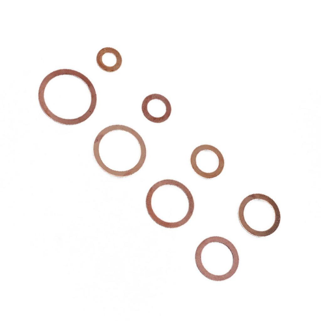 80pcs Solid Copper Sump Plug Assorted Washers Metal Kit Garage Engine Set with Box