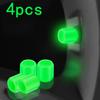 4pcs Luminous Tire Valve Caps Car Motorcycle Bicycle Wheel Tyre Hub Night Glowing Caps Tire Valve Stem Cover Fluorescent Decor