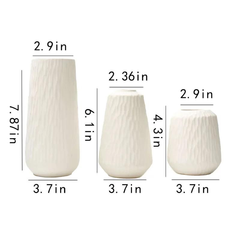 Keramikvase 3-teiliges Set, weiße Vasenornament, Heim Wohnzimmer Keramikvase Blumengesteck Dekoration