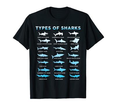 21 Types of Sharks Marine Biologist Shark Shark T-Shirt T-Shirt T-Shirt