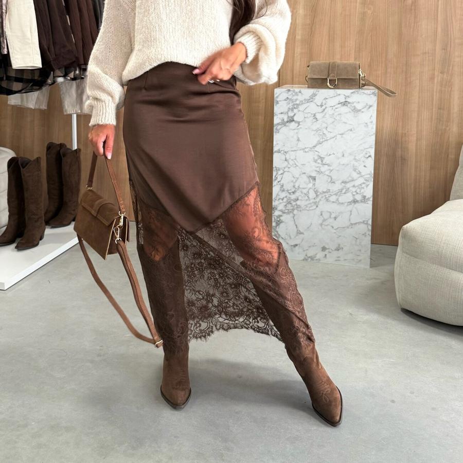 Abito Bodycon Midi/Maxi Patchwork in Pizzo da Donna Autunno Inverno