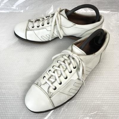 Made In Italy Double Wrap Leather Cap Toe Sneakers Men’s 25.5 White Casual Dress Shoes(USED)