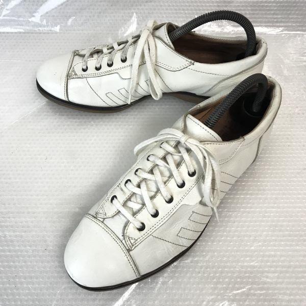 

Made in Italy Double Wrap Leather Cap Toe Sneakers Men’s 25.5 White Casual Dress Shoes