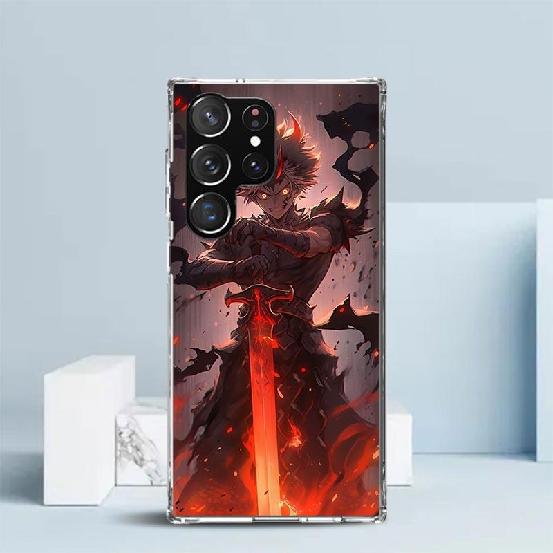 Black C-Clovers Anime Phone Case For Samsung Galaxy S24 S25 Edge S26 Ultra S22 S23 Plus S21 + S20 FE Soft TPU Back Cover Galaxy