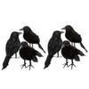 3 Pcs/set Crow Mock Bird Theme Garden Statue Sculpture Toy Feather Animal Festival Decoration Props Party Supplies Decoration