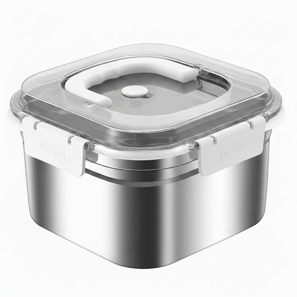 Outdoor Stainless Steel Fresh-Keeping Box Sealed Refrigerator Storage Box Convenient To Carry Covered Lunch Box белый