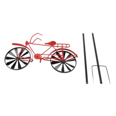 Bike Wind Spinners Vintage Bicycle Metal Wind Spinner Vintage Style Stake Decoration for Yard Garden Red