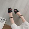 One-word Buckle Square Head Pleated Sandals Women's Sandals Wear 2025 New Fairy Style Temperament French Versatile Women's Shoes