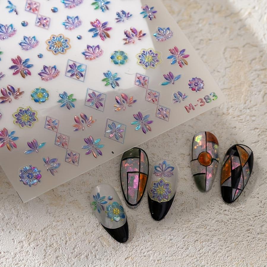 

Красочные Богемные 3D Желейные Наклейки для Нейл-Арта - Цветочные и Геометрические Дизайны с Голографическими Блестками, Самоклеящиеся Наклейки для Ногтей для DIY Маникюра