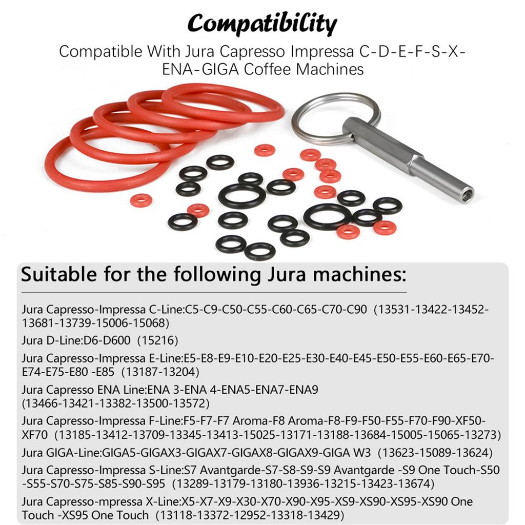 Professional Oval Head Bit Repair Set with Keyring Seal Rings Machines Repair Tool for Espresso Machine Servicing