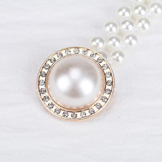 Yousheng Waist Chain Imitation Pearls 3D Flower Decor Waist Chain Adjustable Fit Retro Dress Waist Belt Special Occasions Accessory