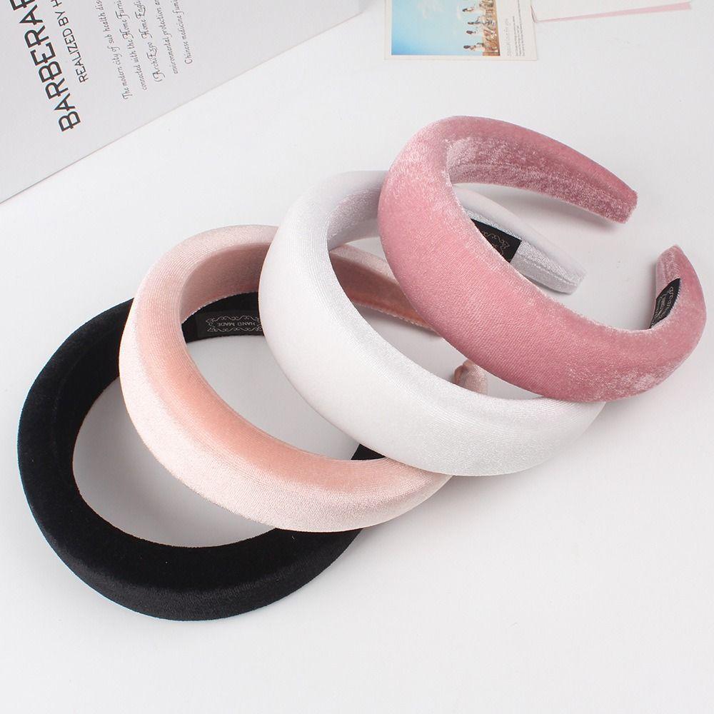 Women's Velvet Headband Padded Hairband Wide Sponge Hair Hoop Band Accessories