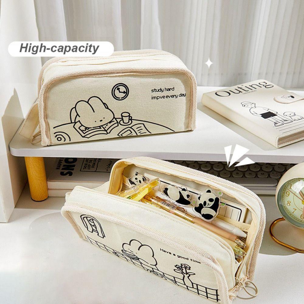 Canvas Stationery Bag Cartoon Cosmetic Bag New Pencil Case