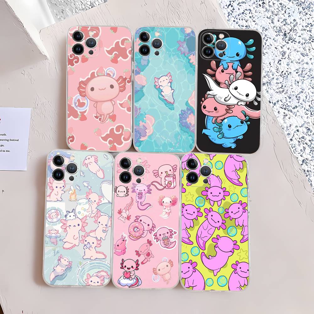 Cartoon Axolotl Cute Transparent Soft Phone Case For IPhone 15 12 14 16 17 13 Plus 11 Pro Max 13 Pro