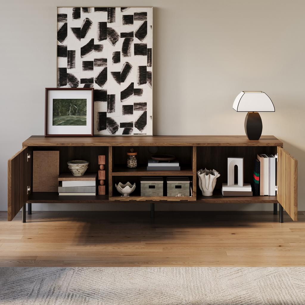 TV Cabinet with Three Doors. Low Cabinet, Living Room Furniture, Dimensions: 160 X 35 X 46 Cm (Length X Width X Height).