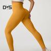 Women Yoga Pants High Waist Leggings Solid Color Compression Elastic Butt-lifted Seamless Flared Hem Tummy Control Gym Dance Studio Sports Trousers