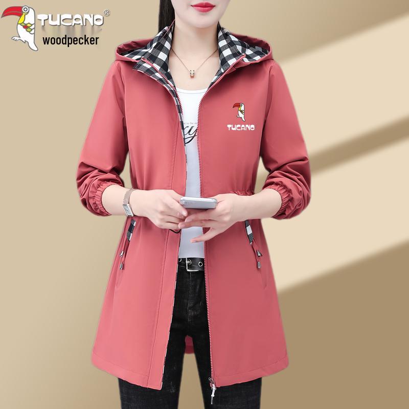 

Peckerwood Women s Mid-Length Trench Coat, Plus Size, Petite, High-End, Spring/Autumn 2025 M (80–95 lbs) мальвовий/рожевий