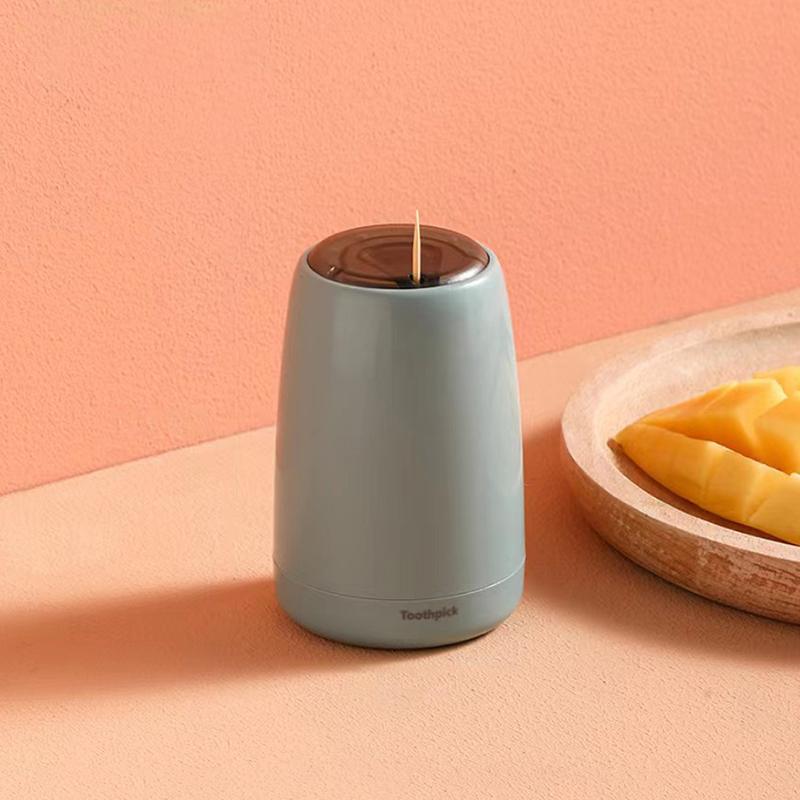 Kreativer Automatischer Zahnstocherhalter Behälter Haushaltstisch Zahnstocherbox Kunststoff Drucktyp Rund Aufbewahrung Zahnstocherspender