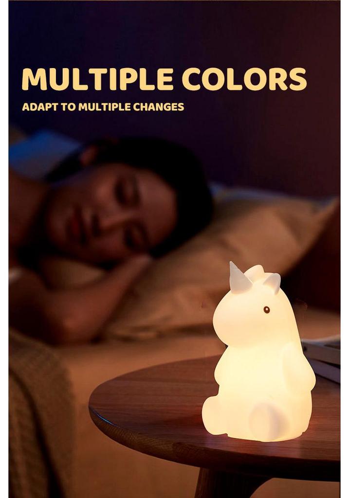 Unicorn USB Rechargeable Seven-Color Silicone Night Light for Kids
