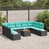 Garden Sofa Set with Cushions 10 pcs Black Poly Rattan
