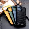 Crocodile Grain Leather Case For iPhone 17 16 15 13 14 11 12 Pro Max XR X XS Suede Lining Hard PC Shockproof Cover