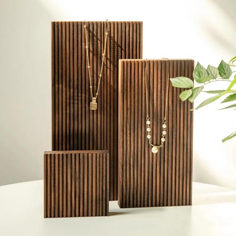 Creative Walnut Earrings Display Holder Retro Luxury Design Solid Wood Jewelry Showcase Stand Live Shooting Props Jewelry Art Display Background Board