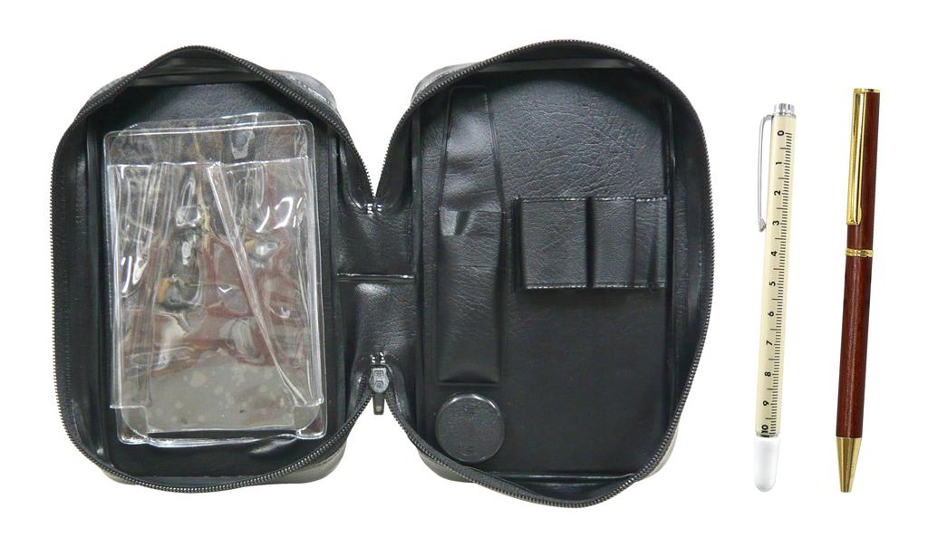 Zippered Case with Slide Measuring Stick and Wooden Swivel 403 Ballpoint Pen Set 2-pack EXPVC-708W-403-2