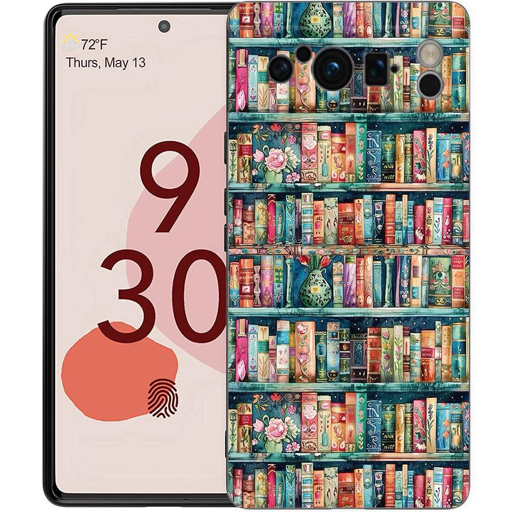 Luxury TPU Phone Case For Google Pixel 9 8 8A 7 7A 6 Pro XL 6A 5G Read Books Illustration Black Soft Back Cover