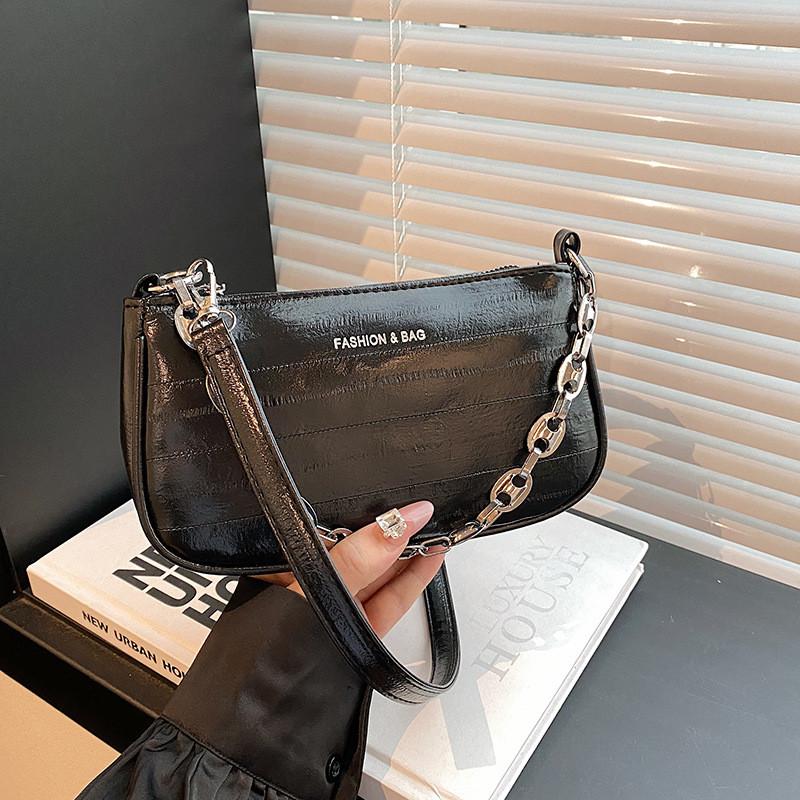 Trendy Small Square Shoulder Bag For Women In Black White Or Silver With Soft Pu Material