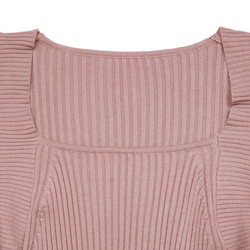 YYFS Women's Fashion Spring Fall Solid Color Print Long Sleeve Square Collar High Waist Casual Dresses