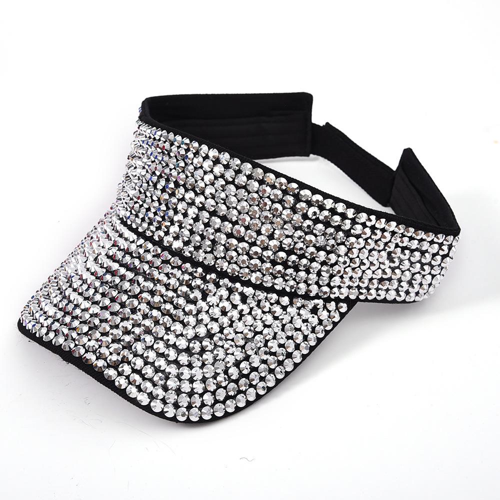 Flash Diamond Decorative Empty Top Hat, Women's Color Rhinestone Sun Hat, Outdoor Sunscreen Versatile Topless Cap Multi-color Optional