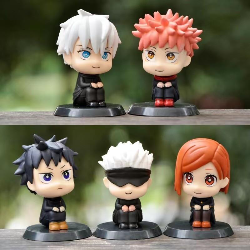 

Cute Jujutsu Kaisen Pvc Figurines Set Of 5 Witty Tiger Stick Leisurely Crouching Dark Huiye Rose Cake Car Ornament