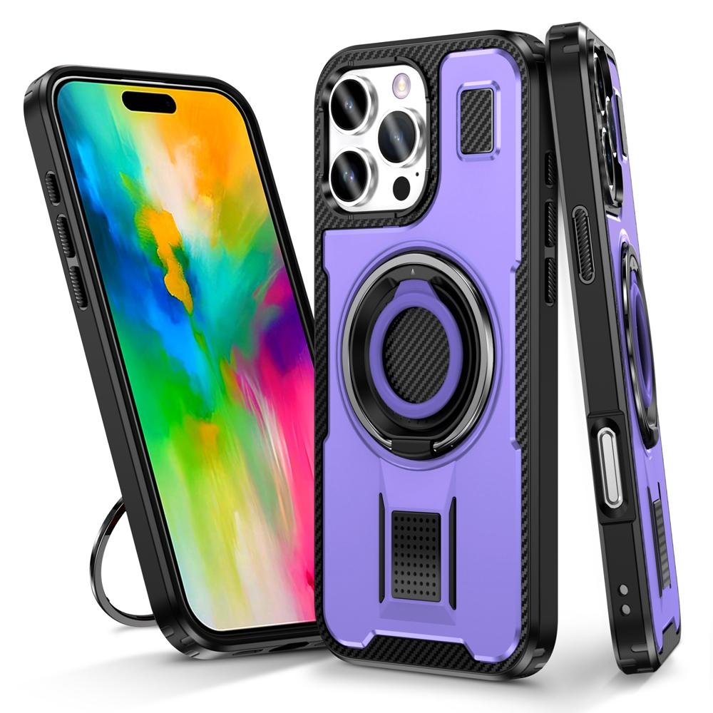 Pouzdro pro Apple iPhone 16 15 14 Plus 13 12 Pro Max s otočným kroužkem na prst a stojánkem, plastové TPU, nárazuvzdorné zadní kryty 2 v 1