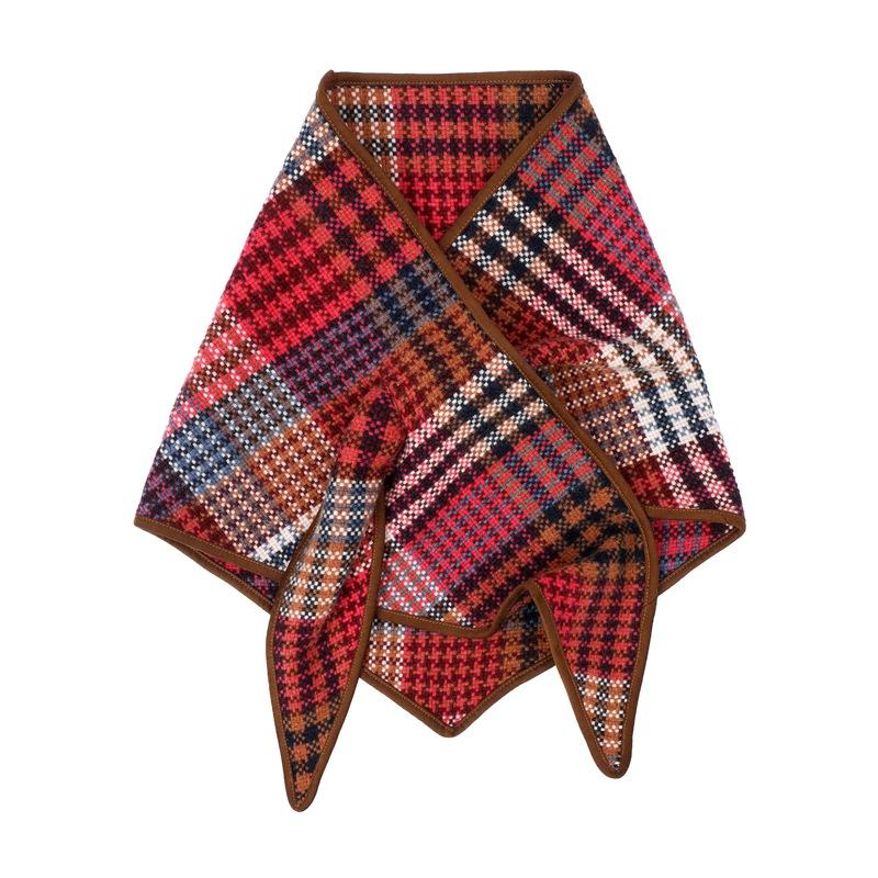 Amazon s new high-end foreign trade Europe, America, autumn and winter 100% wool color grid thousand bird grid triangular shawl scarf 80*80*135cm