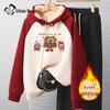 Women's Plush Lined Color Block Hooded Sweatshirt
