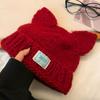 Women Winter Crochet Hat Cats Ear Knitted Hat for Girl Skiing Cycling Warm Winter Snow Hat for Christmas Present