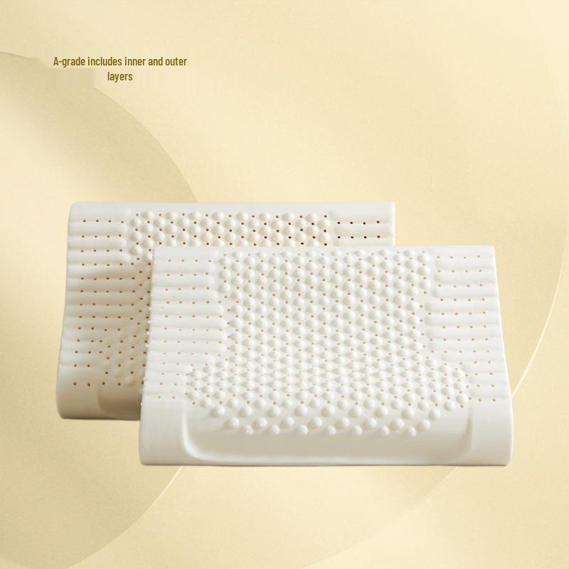 Natural Latex Cervical Neck Massage Pillow for Adults 30x50cm Smooth Pillow - Student белый