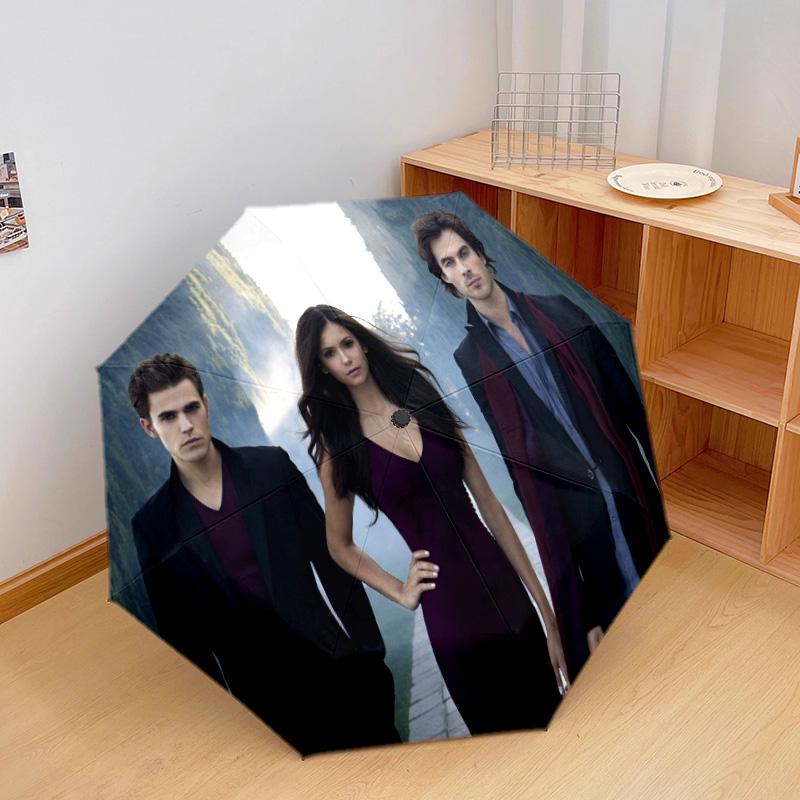 1PC Vampire Diaries Series Automatic Umbrella - Suitable Travel Outdoor Portable Umbrella Birthday Gift Daily Essentials