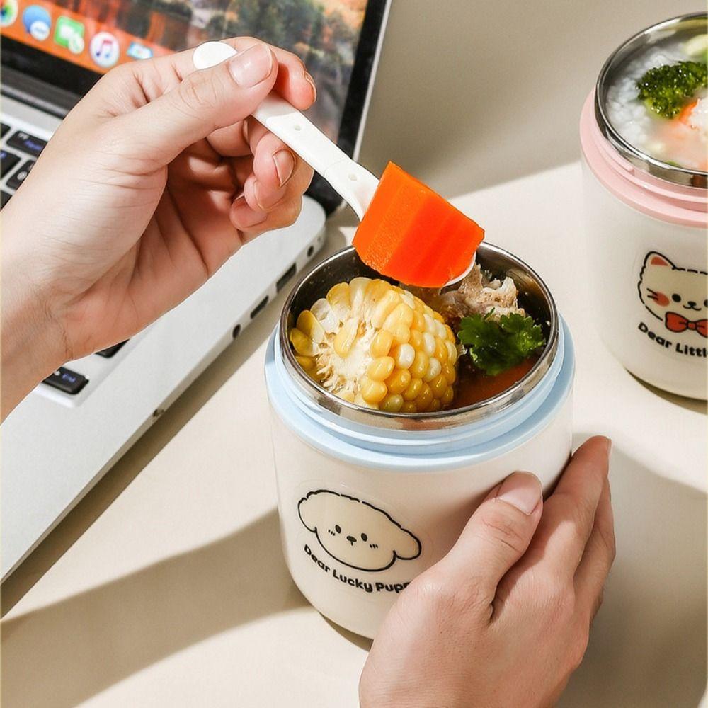 Stainless Steel Thermal Breakfast Cup 530ml Vacuum Soup Cup Portable Sealed Lunch Box  Camping