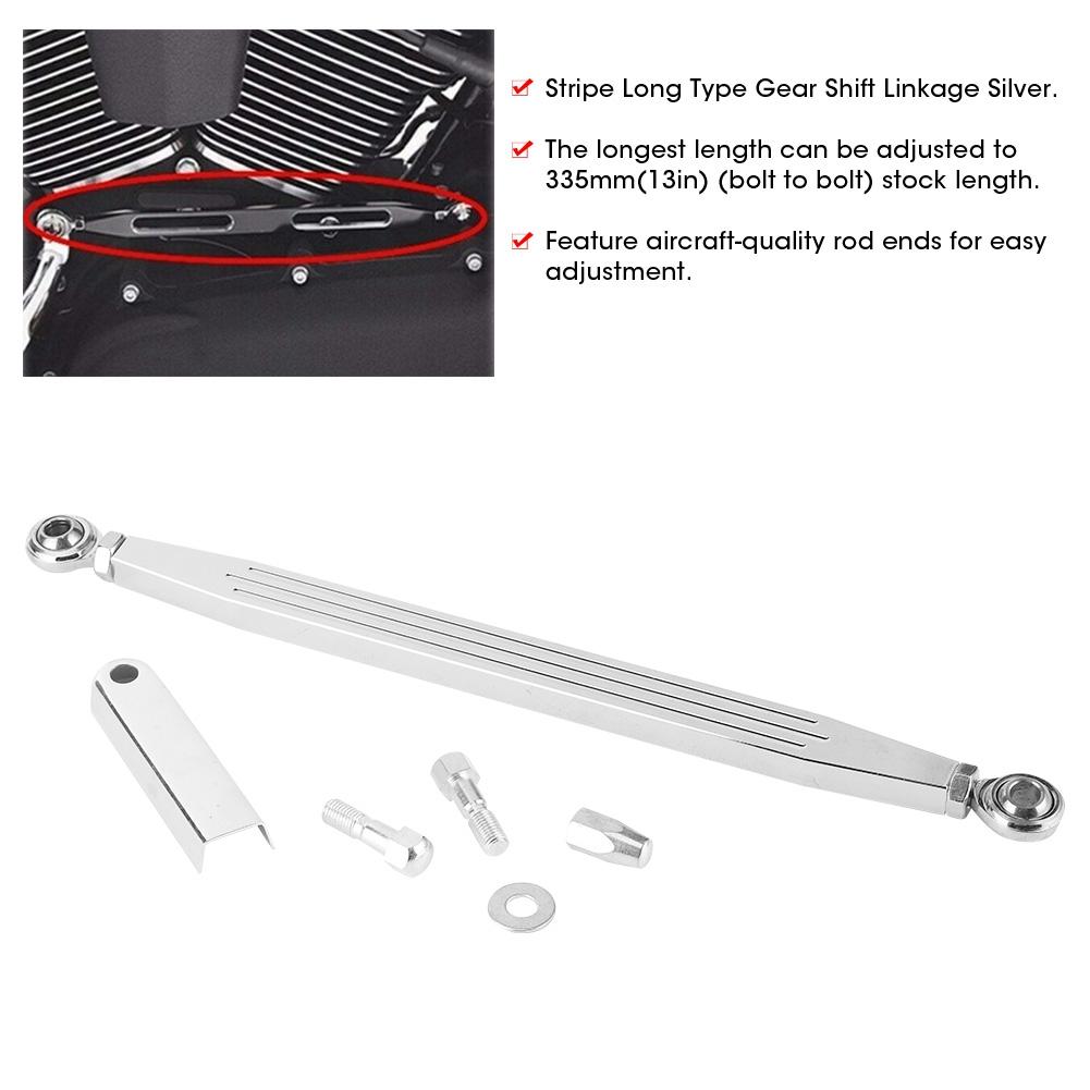 300mm 12in Stripe Long Type Gear Shift Arm Lever Linkage Link Rod Silver