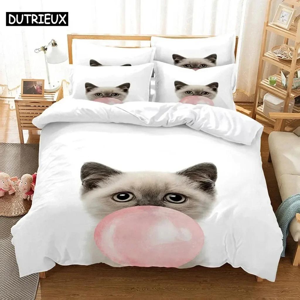 Luxury New 3D Print HD Duvet Cover Bedding Set Quilt Case Pillowcase Cat Pattern Double Full King Queen Twin Single Bedroom