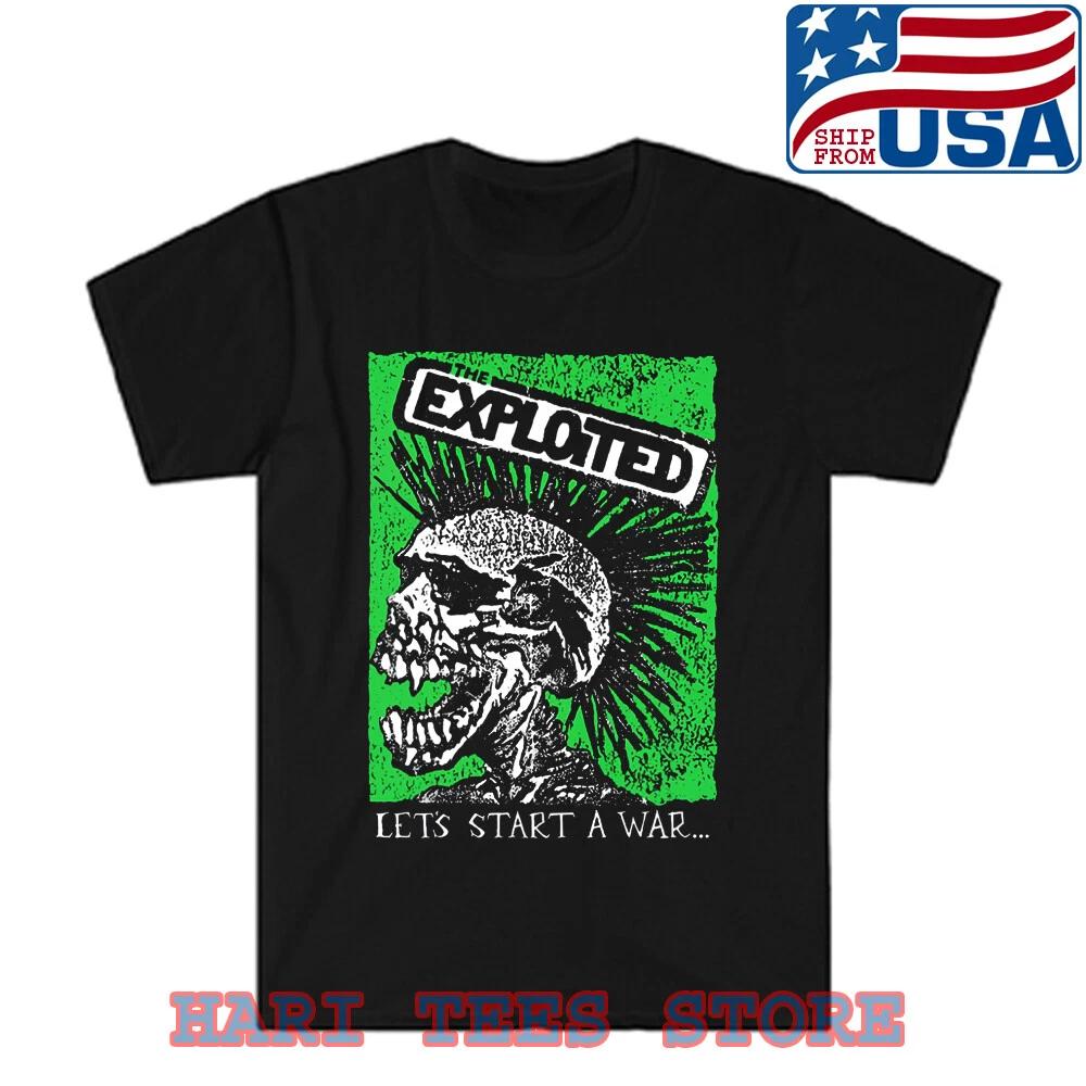 The Exploited Lets Start A War Skull Men s Black Size S to 5XL 2XL