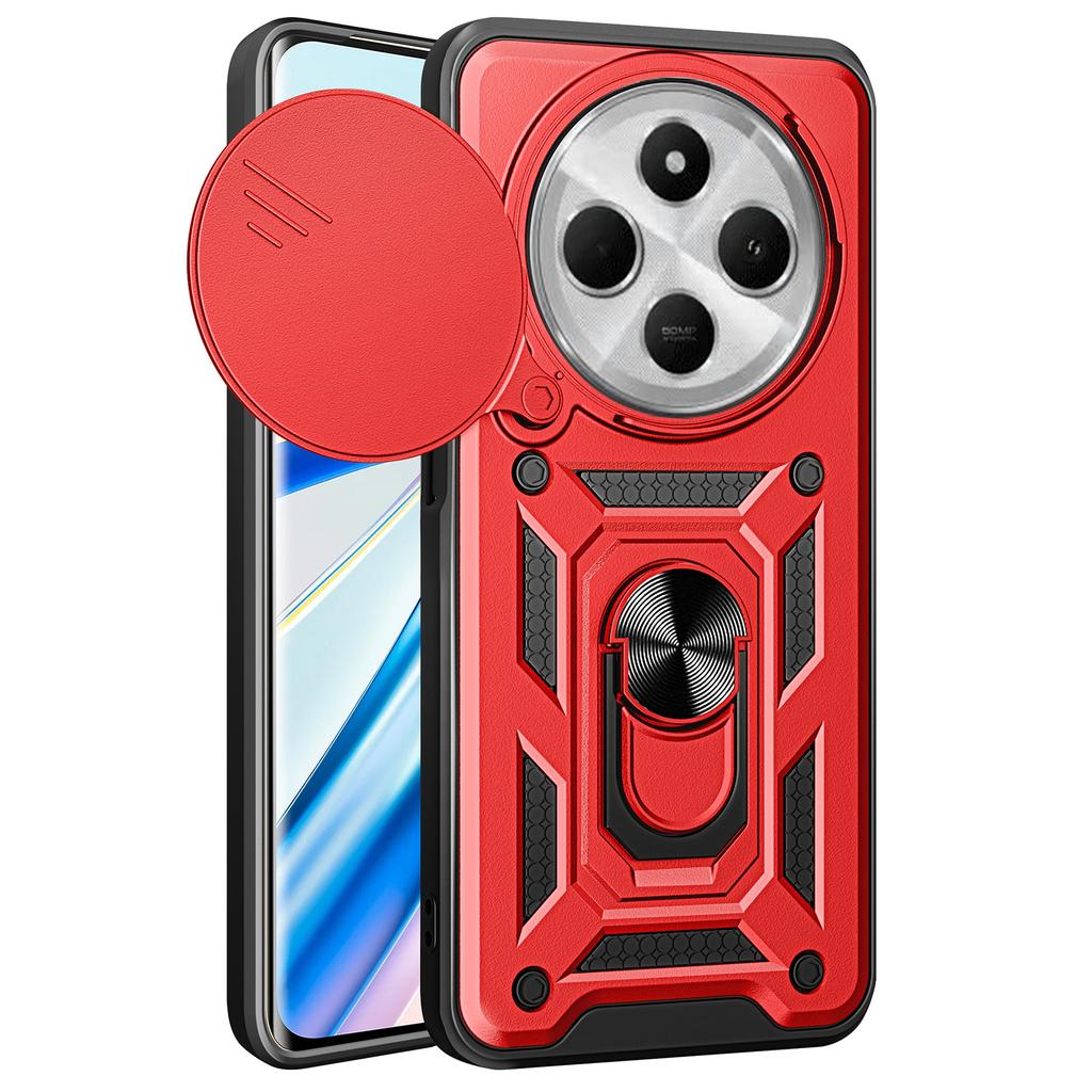 For Xiaomi Poco C75 4G/Redmi 14R 5G/14C 4G Case with Slide Camera Lid PC+TPU Kickstand Phone Cover